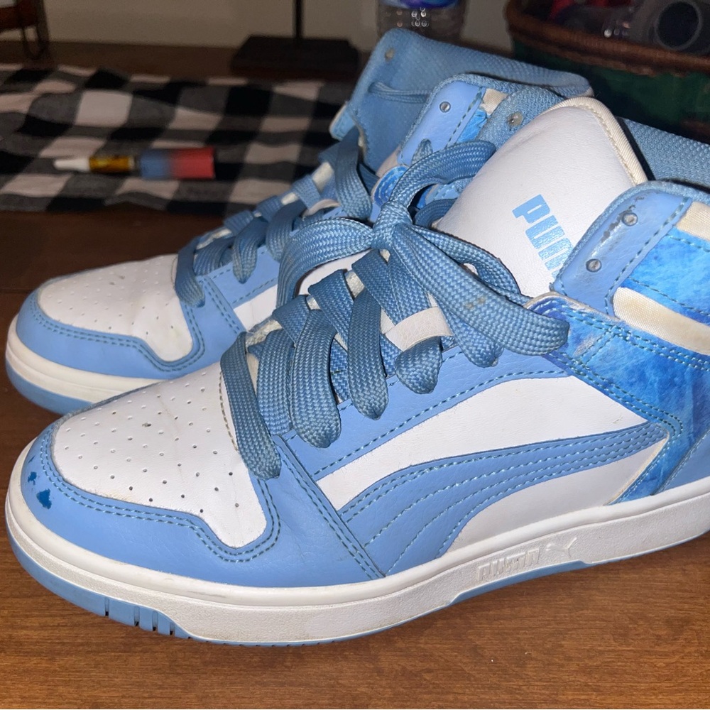 Puma Kids Sky Blue and White Sneakers